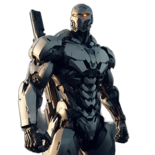 robot, concept art, 3d render, comic book art transparent PNG cut-out