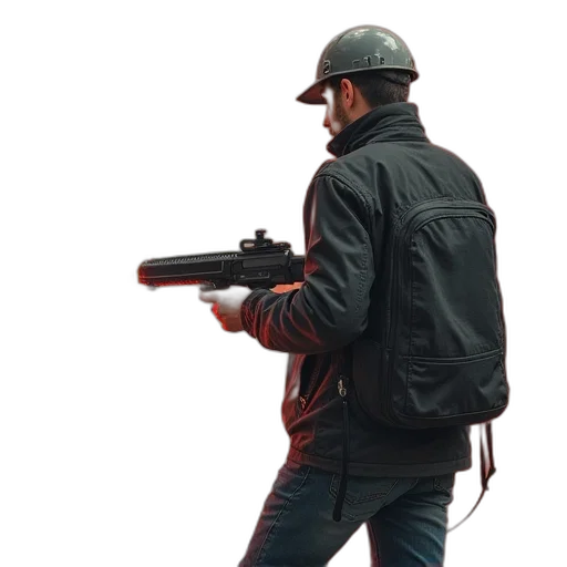jacket, weapon, staff, hat transparent PNG cut-out
