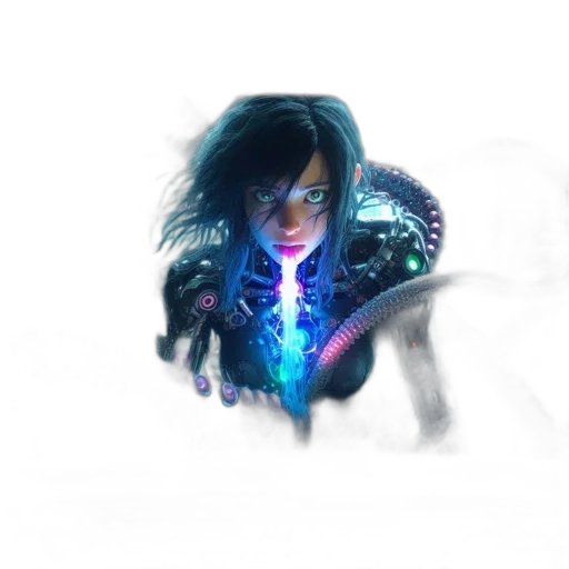 robot, weapon, staff, face transparent PNG cut-out