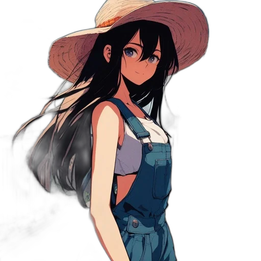 hat, dress, staff, flower transparent PNG cut-out