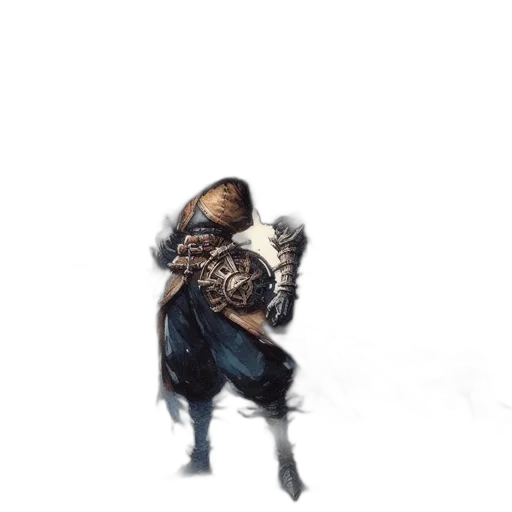 jacket, dress, creature, weapon transparent PNG cut-out