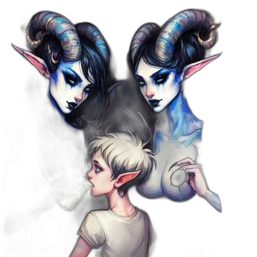 fantasy art, concept art, watercolor, comic book art transparent PNG cut-out
