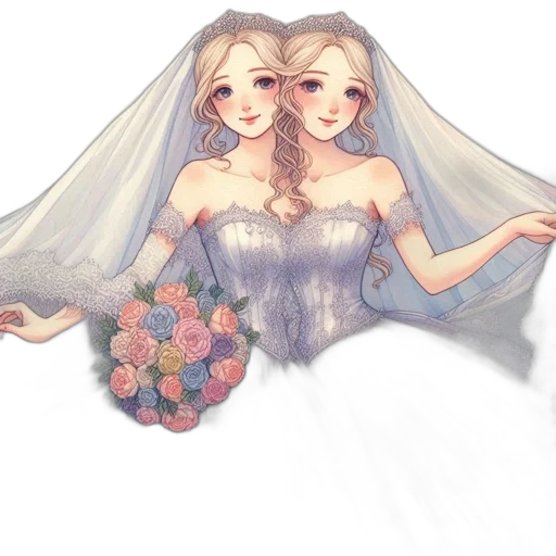 dress, crown, watercolor, pixel art transparent PNG cut-out