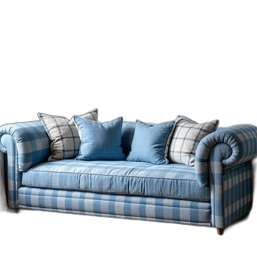 furniture, 3d render, photorealistic, blue transparent PNG cut-out