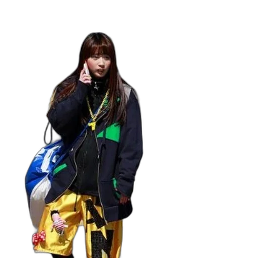 jacket, staff, umbrella, photorealistic transparent PNG cut-out