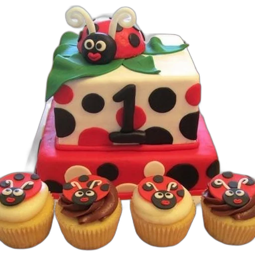 birthday, cake, ladybug, decorations transparent PNG cut-out