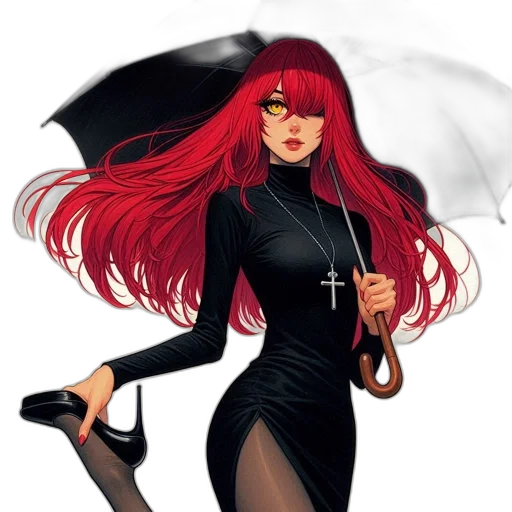 umbrella, dress, staff, concept art transparent PNG cut-out