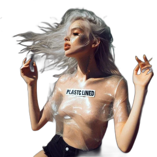 hair, jacket, dress, photorealistic transparent PNG cut-out