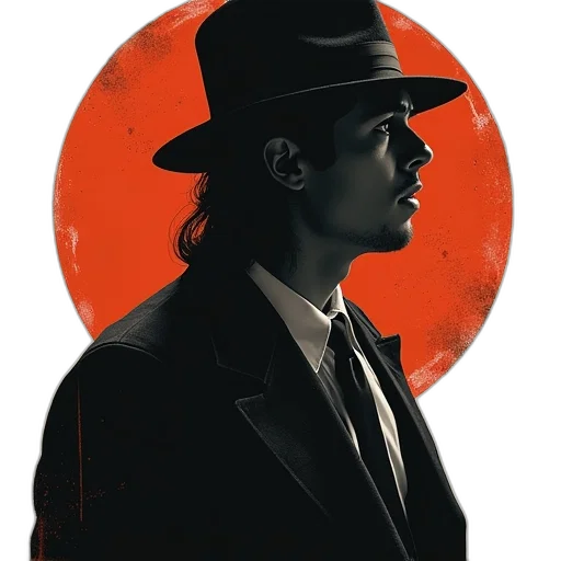 hat, jacket, face, comic book art transparent PNG cut-out