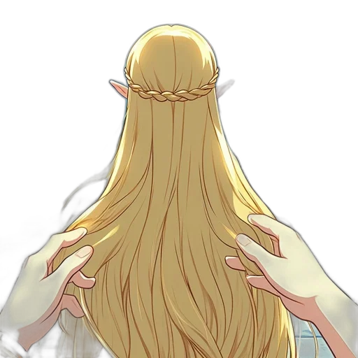 hair, crown, dress, staff transparent PNG cut-out