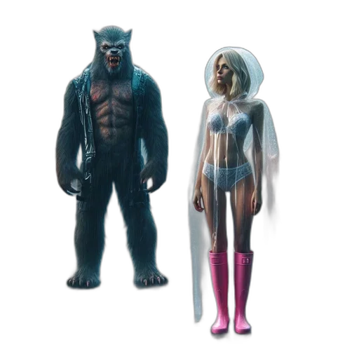 concept art, comic book art, 3d render, cyberpunk transparent PNG cut-out