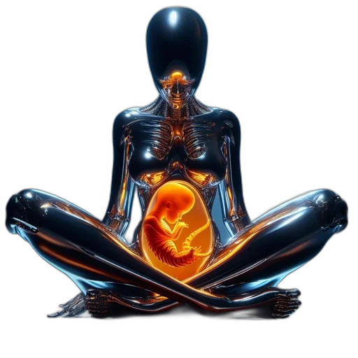 concept art, metallic, humanoid, figure transparent PNG cut-out