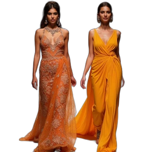 dress, golden, earth tones, colorful transparent PNG cut-out
