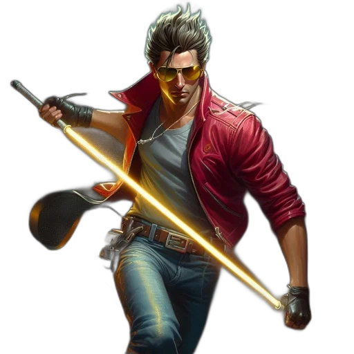 jacket, weapon, concept art, comic book art transparent PNG cut-out