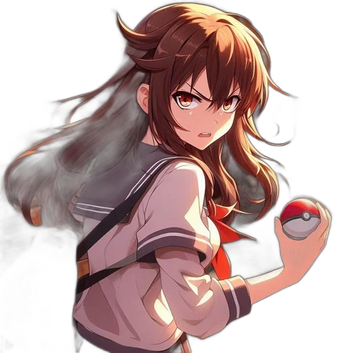 staff, weapon, hair, jacket transparent PNG cut-out