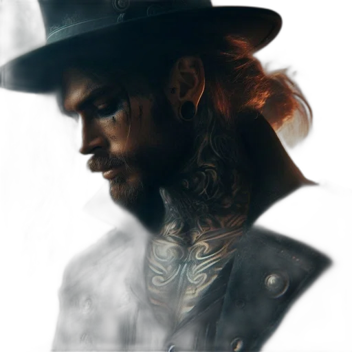 hat, face, photorealistic, fantasy art transparent PNG cut-out