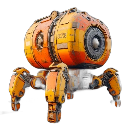 robot, weapon, concept art, 3d render transparent PNG cut-out