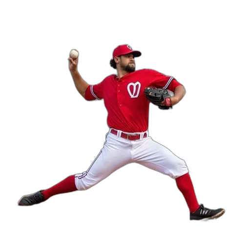 baseball, player, red, uniform transparent PNG cut-out