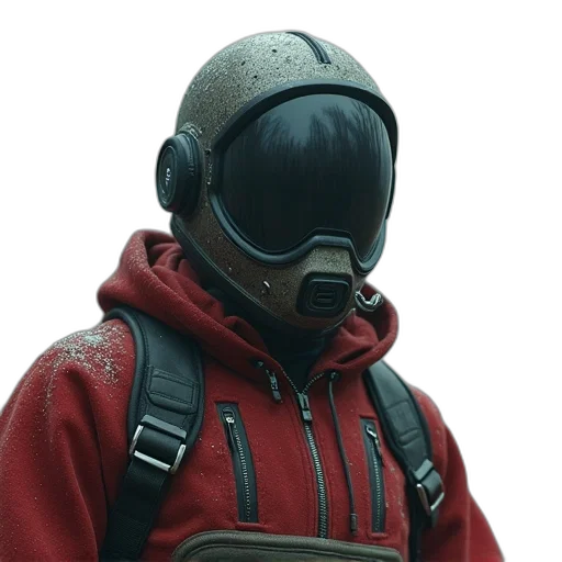 jacket, mask, face, staff transparent PNG cut-out