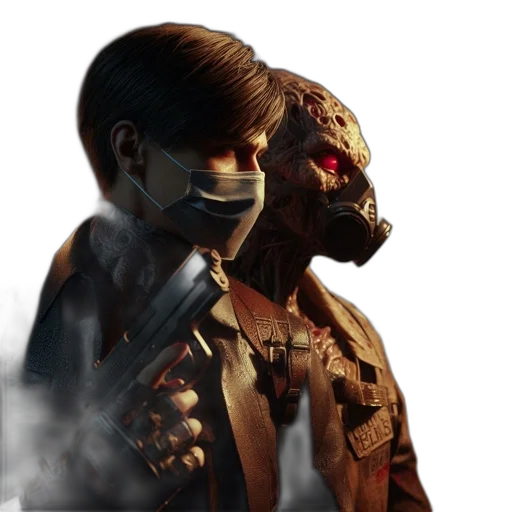 mask, face, concept art, 3d render transparent PNG cut-out