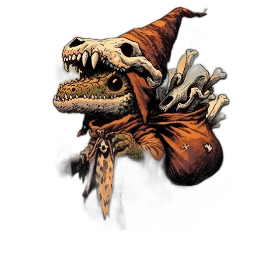 dragon, mask, creature, staff transparent PNG cut-out