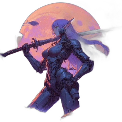 sword, weapon, staff, robot transparent PNG cut-out