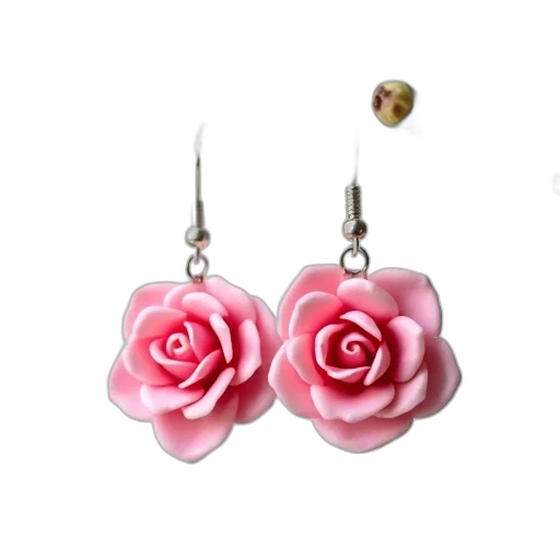 jewelry, pair, pink, rose-shaped transparent PNG cut-out