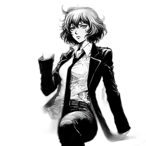 jacket, staff, weapon, robot transparent PNG cut-out