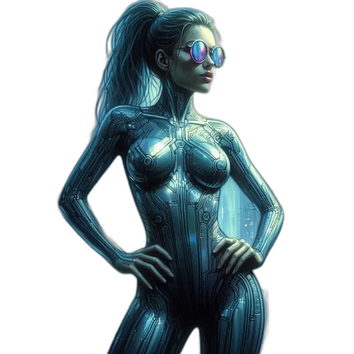 robot, dress, comic book art, concept art transparent PNG cut-out