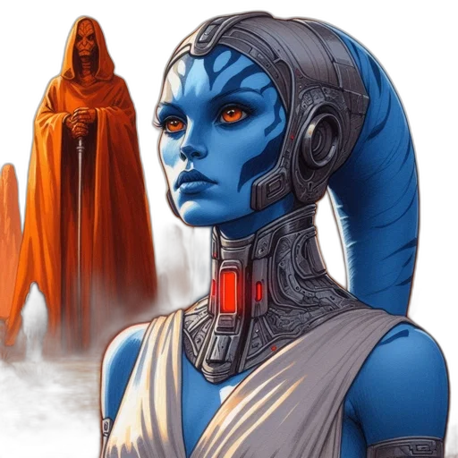 concept art, comic book art, fantasy art, blue transparent PNG cut-out