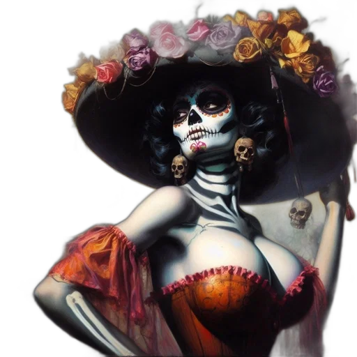 mask, hat, dress, fantasy art transparent PNG cut-out