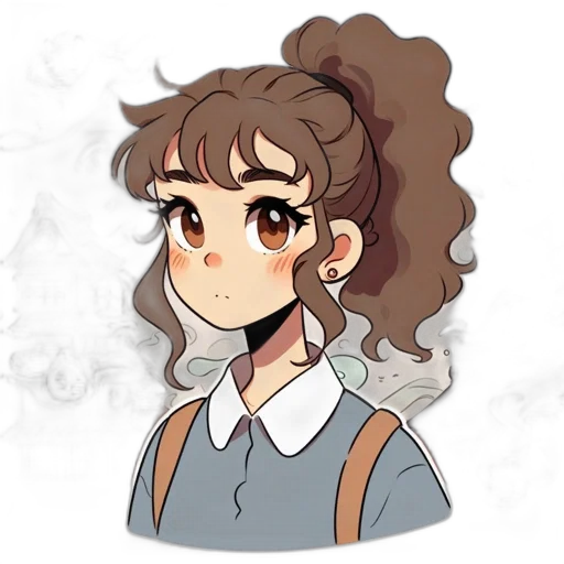hair, staff, face, dress transparent PNG cut-out
