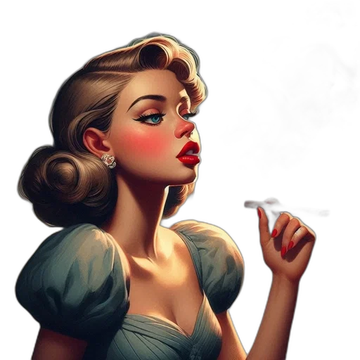 dress, face, photorealistic, comic book art transparent PNG cut-out