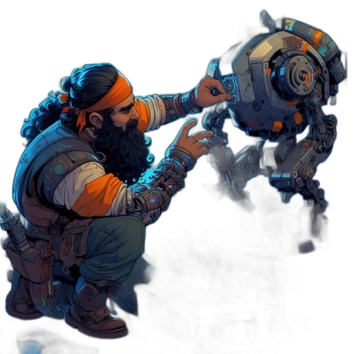 robot, weapon, staff, concept art transparent PNG cut-out