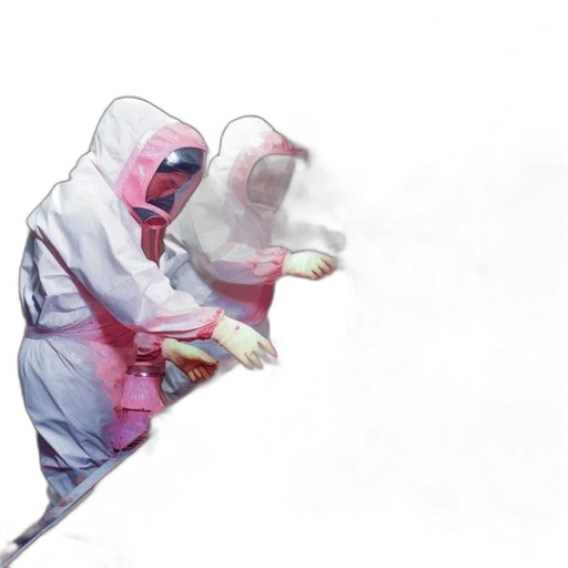 jacket, staff, weapon, mask transparent PNG cut-out
