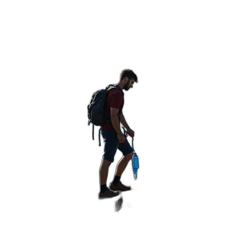 shoes, creature, jacket, staff transparent PNG cut-out