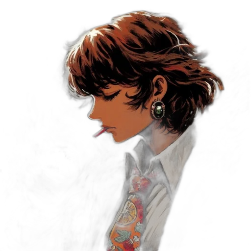 face, jewelry, jacket, comic book art transparent PNG cut-out