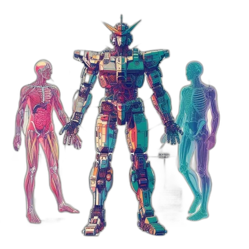 robot, concept art, 3d render, pixel art transparent PNG cut-out