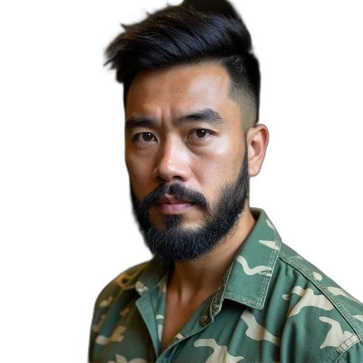 staff, jacket, face, hair transparent PNG cut-out
