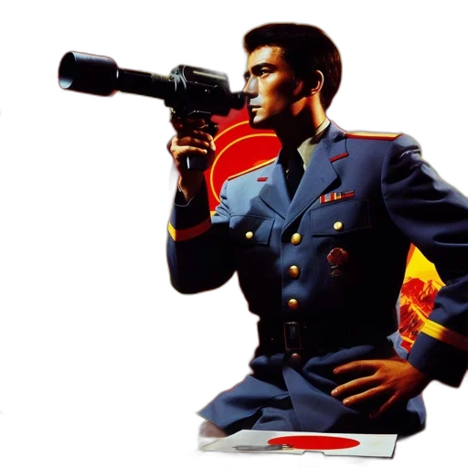 weapon, jacket, staff, robot transparent PNG cut-out