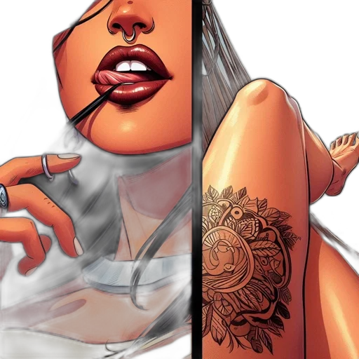 comic book art, concept art, illustration, features transparent PNG cut-out