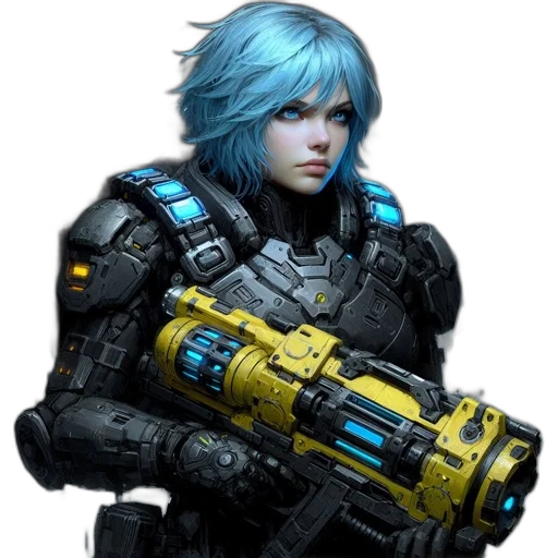 weapon, robot, staff, cyberpunk transparent PNG cut-out
