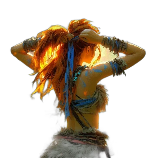 staff, hair, dress, mask transparent PNG cut-out
