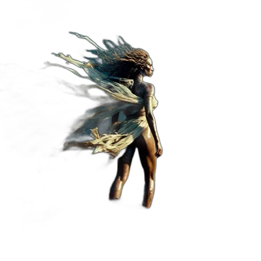 hair, creature, staff, dragon transparent PNG cut-out
