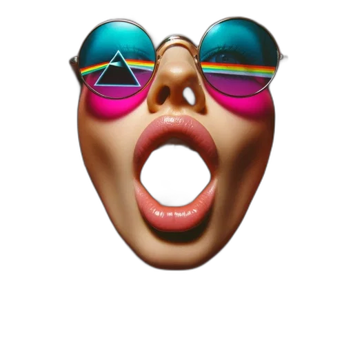 face, mask, 3d render, vaporwave transparent PNG cut-out