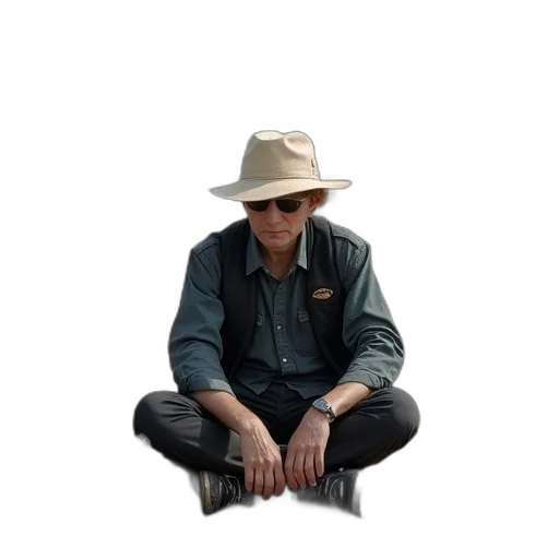 hat, jacket, staff, face transparent PNG cut-out