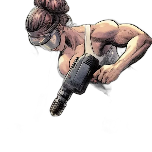weapon, staff, hair, comic book art transparent PNG cut-out