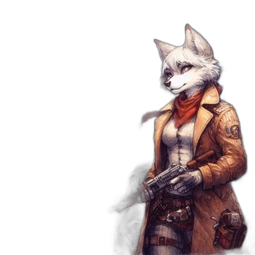 jacket, animal, staff, weapon transparent PNG cut-out