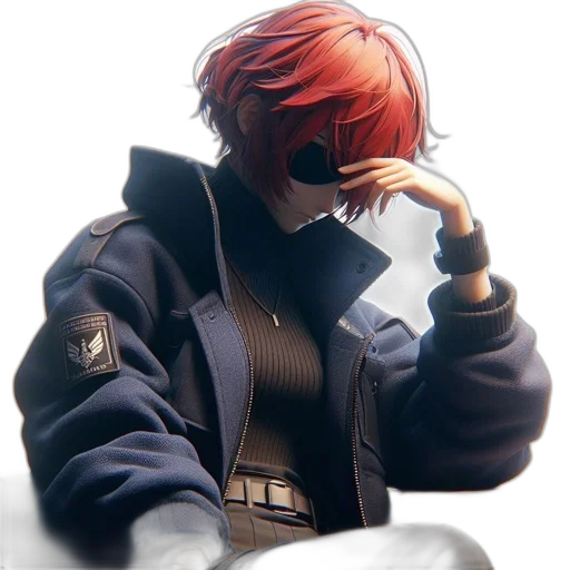 jacket, weapon, staff, face transparent PNG cut-out