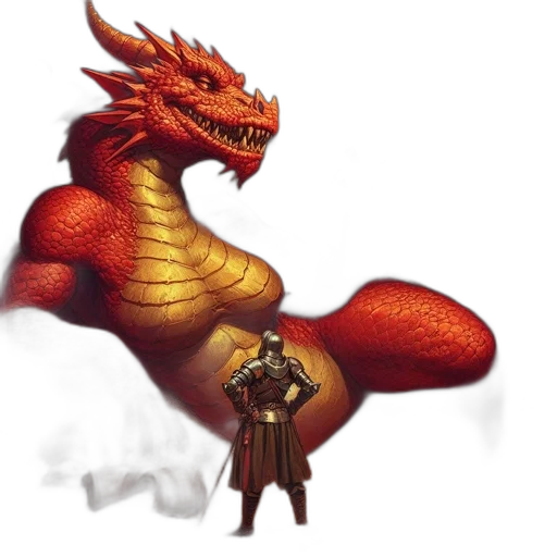 dragon, staff, sword, fantasy art transparent PNG cut-out